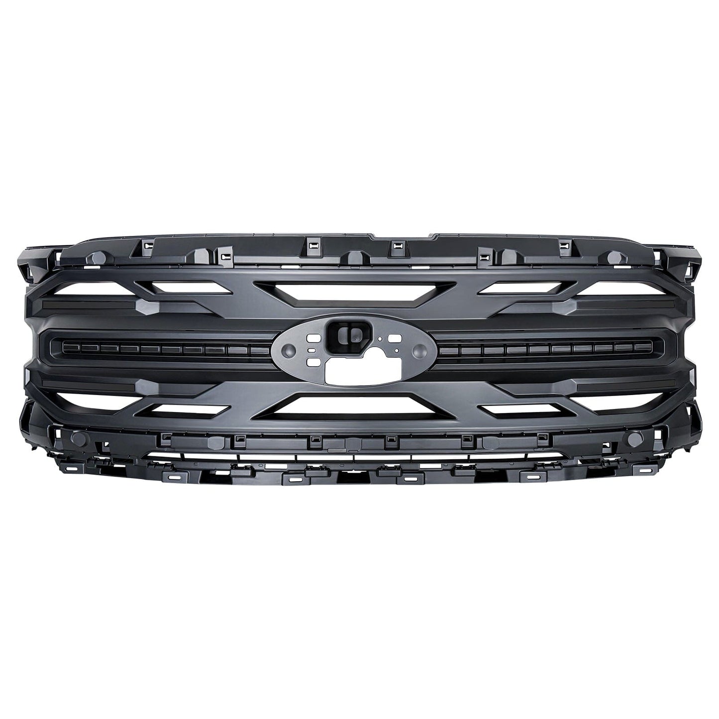 Armor Grille w/ DRL, Amber Lights & OEM Emblem Hole - Matte Black For 24+ Ford F150 Tremor | Amoffroad