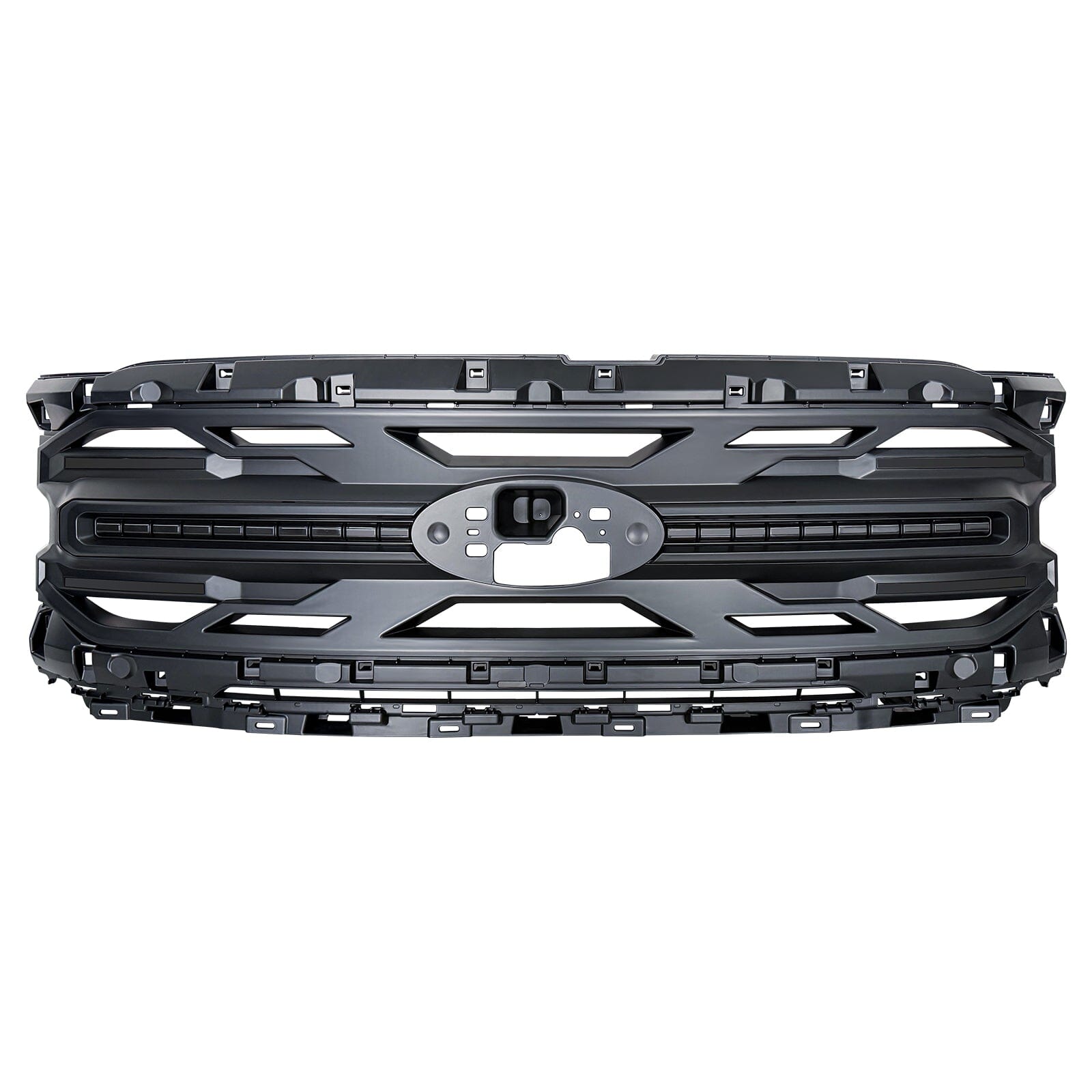 Armor Grille w/ DRL, Amber Lights & OEM Emblem Hole - Matte Black For 24+ Ford F150 Tremor | Amoffroad