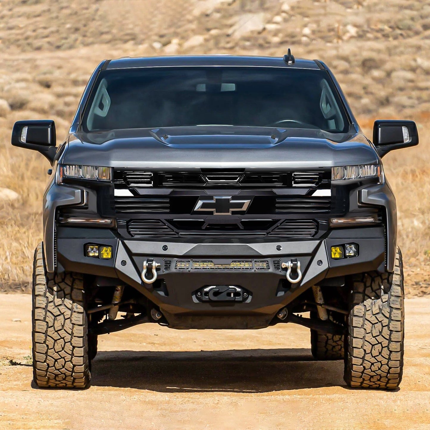 Armor Grille W/ Emblem Holder - Glossy Black For 2019-2021 Chevy Silverado 1500| Amoffroad