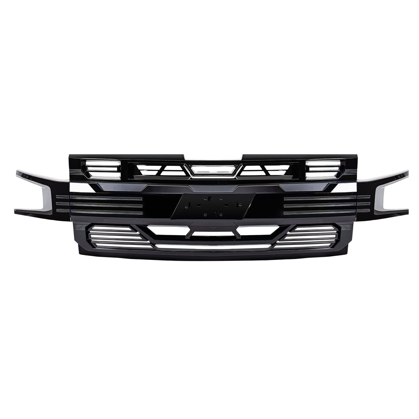 Armor Grille W/ Emblem Holder - Glossy Black For 2019-2021 Chevy Silverado 1500| Amoffroad