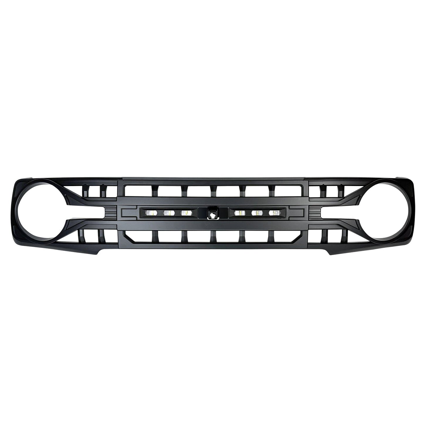 Armor Grille W/ Off-Road Lights & Camera Bracket - Matte Black For 21+ Ford Bronco | Amoffroad