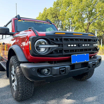 Armor Grille W/ Off-Road Lights & Camera Bracket - Matte Black For 21+ Ford Bronco | Amoffroad