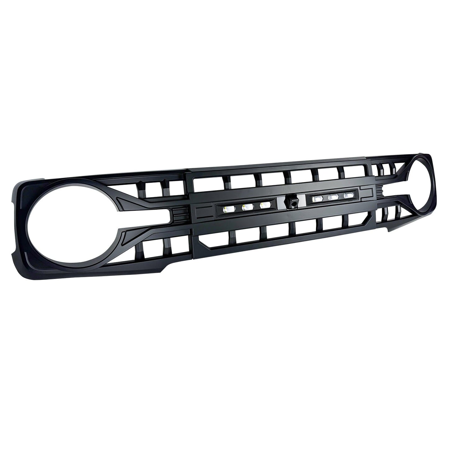 Armor Grille W/ Off-Road Lights & Camera Bracket - Matte Black For 21+ Ford Bronco | Amoffroad