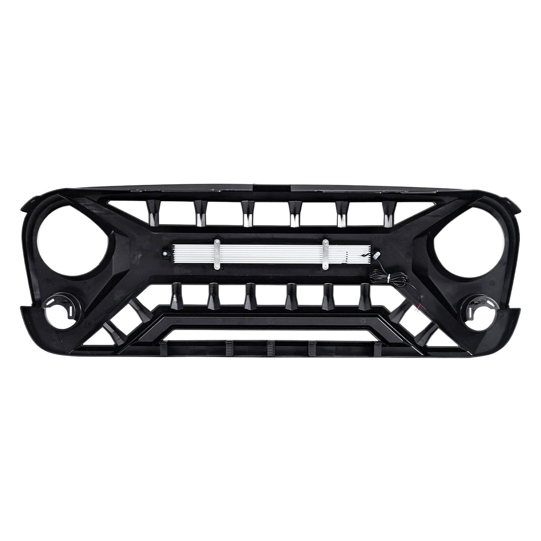 Armor Grille W/ Off-Road Lights - Glossy Black For 07-18 Jeep Wrangler JK