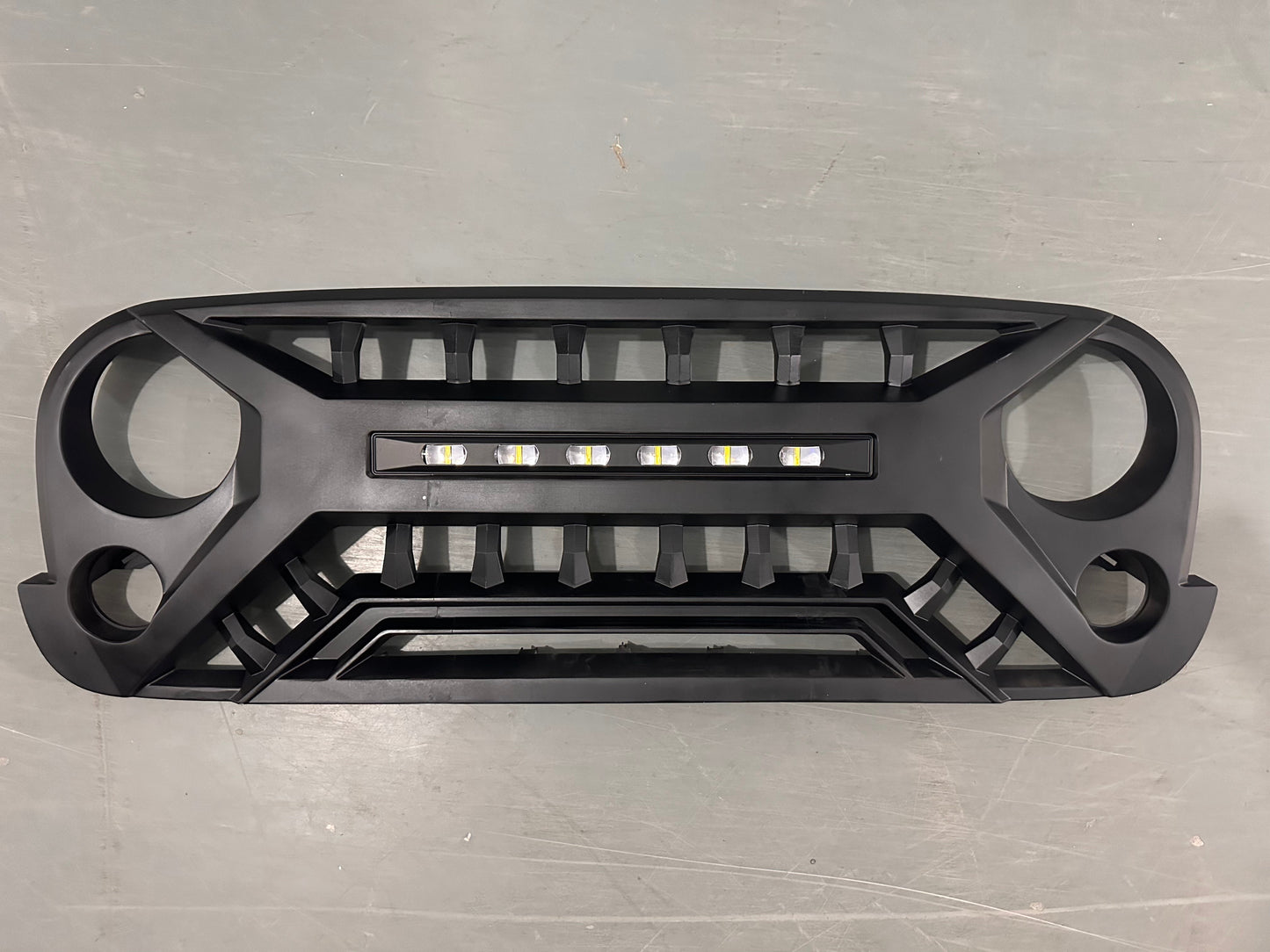 Armor Grille W/ Off-Road Lights - Matte Black For 07-18 Jeep Wrangler JK