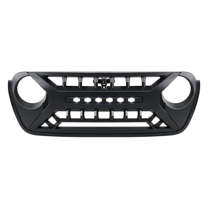 Armor Grille W/ Off-Road Lights - Matte Black For 18-23 Jeep Wrangler JL & Gladiator JT | Amoffroad