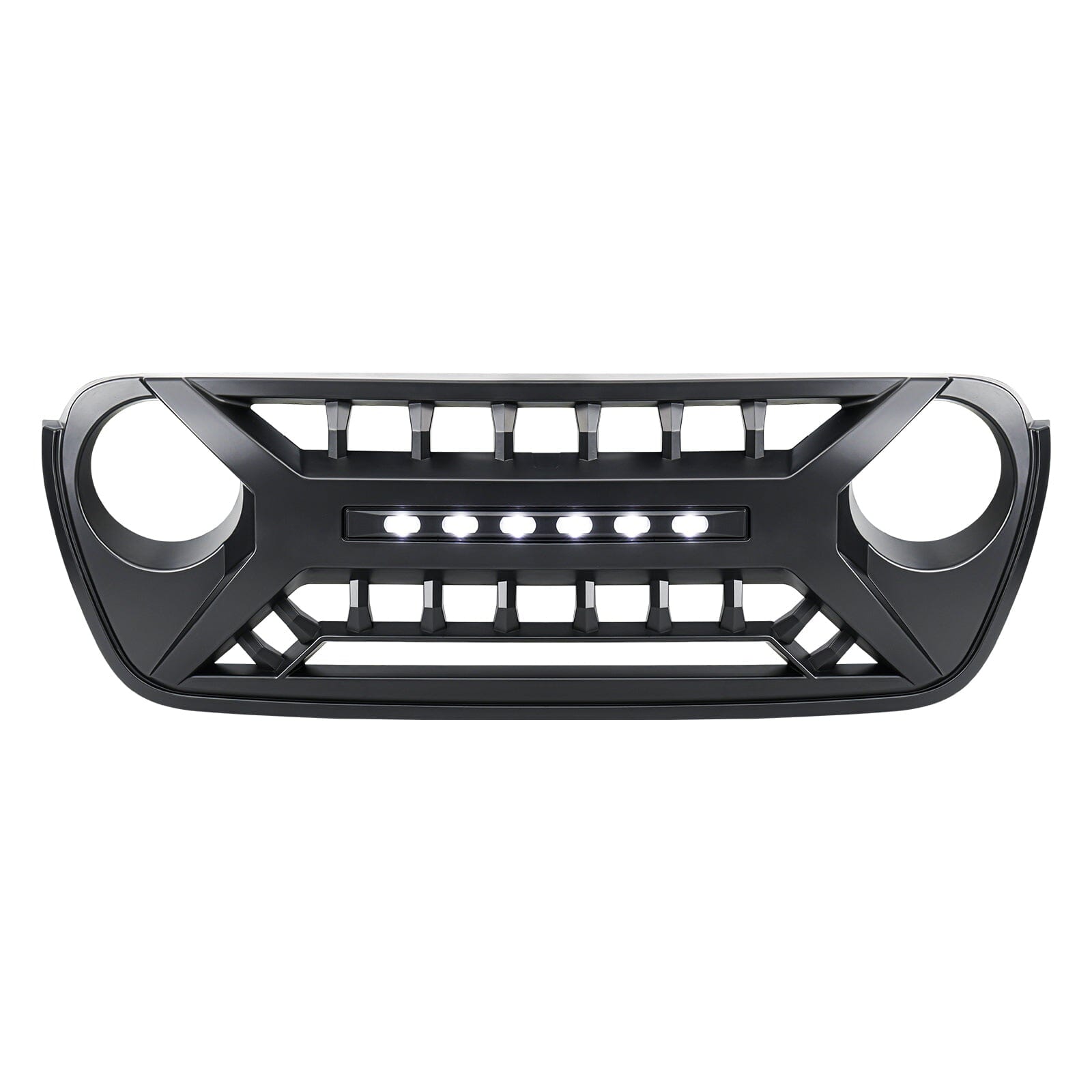 Armor Grille W/ Off-Road Lights - Matte Black For 18-23 Jeep Wrangler JL & Gladiator JT | Amoffroad