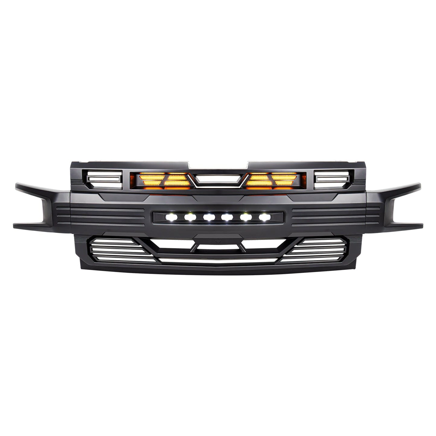 Armor Grille W/ Off-Road Lights - Matte Black For 2019-2021 Chevy Silverado 1500 | Amoffroad