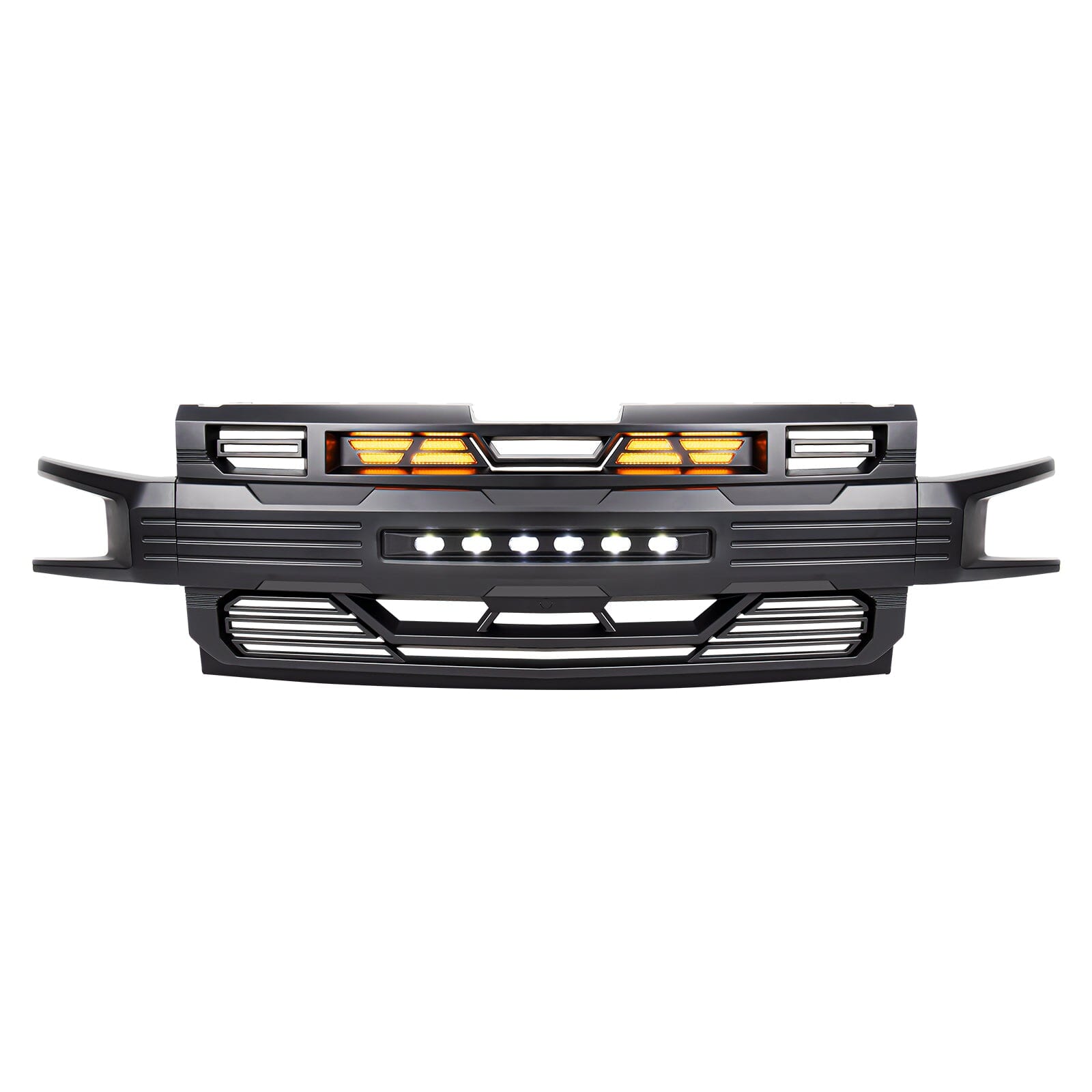 Armor Grille W/ Off-Road Lights - Matte Black For 2019-2021 Chevy Silverado 1500 | Amoffroad