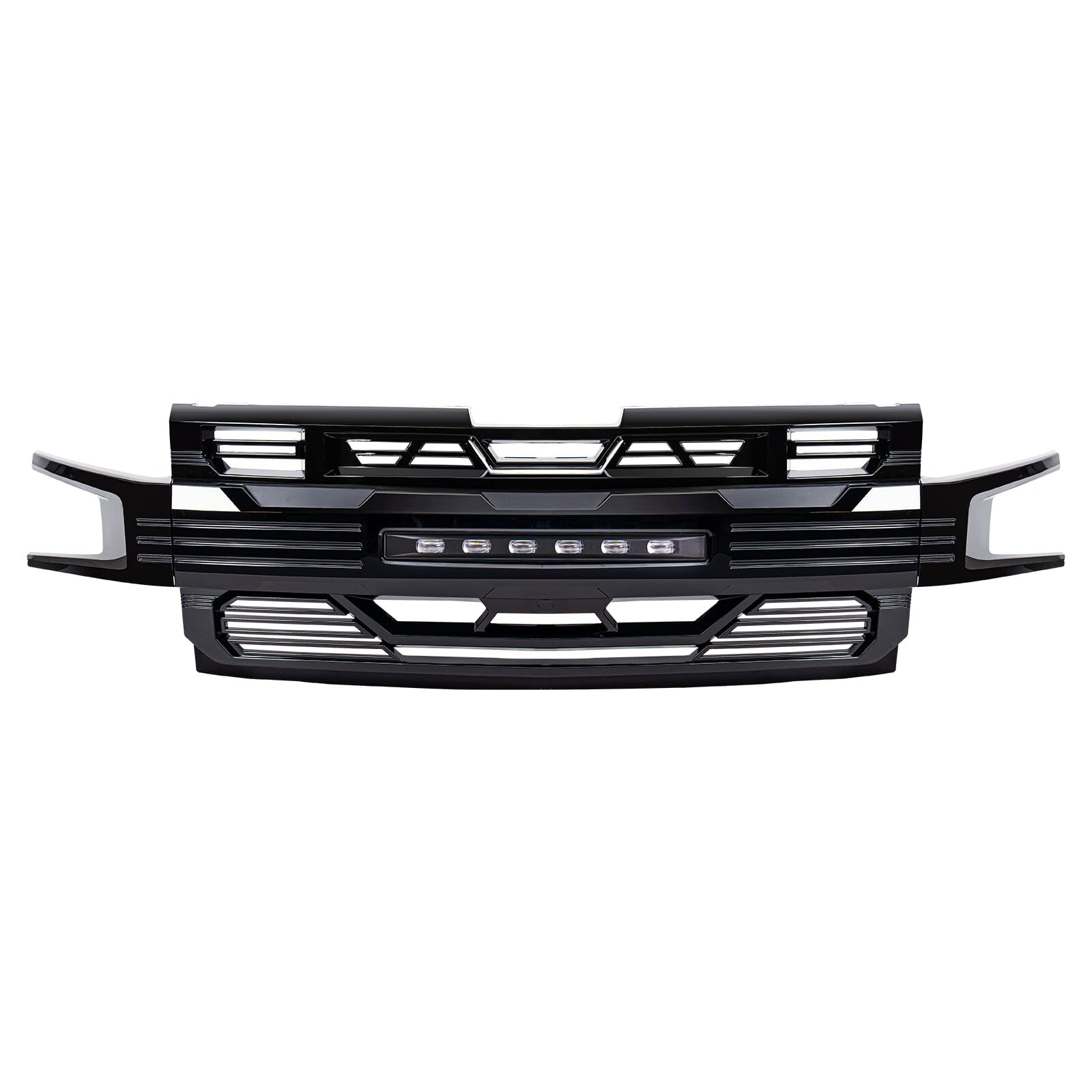 Armor Grille W/ Off-Road Lights No Amber Lights - Glossy Black For 2019-2021 Chevy Silverado 1500| Amoffroad