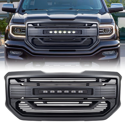 Armor Grille W/Off-Road Lights - Matte Black For 2016-2018 GMC Sierra 1500| Amoffroad