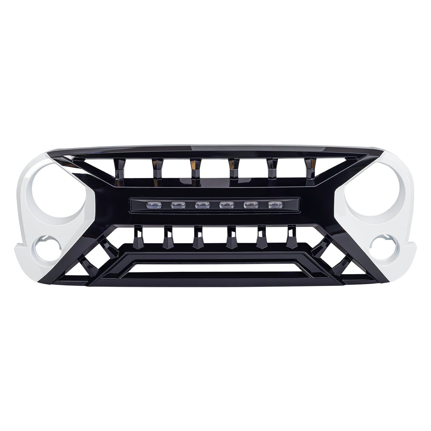 Armor Grille W/ Off-Road Lights - White & Black For 07-18 Jeep Wrangler JK | Amoffroad