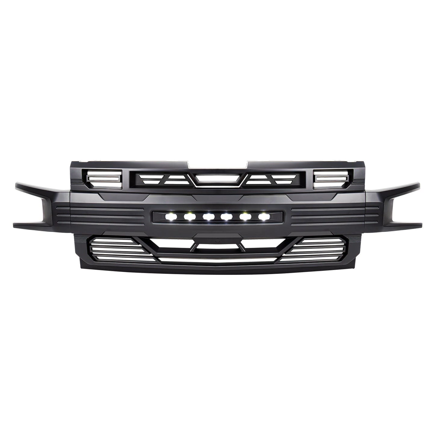 Armor Grille W/ Off-Road & No Amber Lights- Matte Black For 2019-2021 Chevy Silverado 1500| Amoffroad