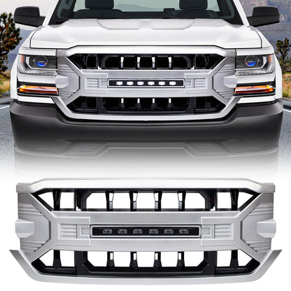 Armor Grille W/OFF-ROAD Lights - Chrome For 16-19 Silverado 1500| Amoffroad