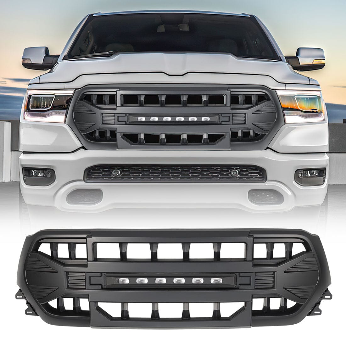 Armor Grille w/Off-Road Lights For 2019-2023 Dodge Ram
