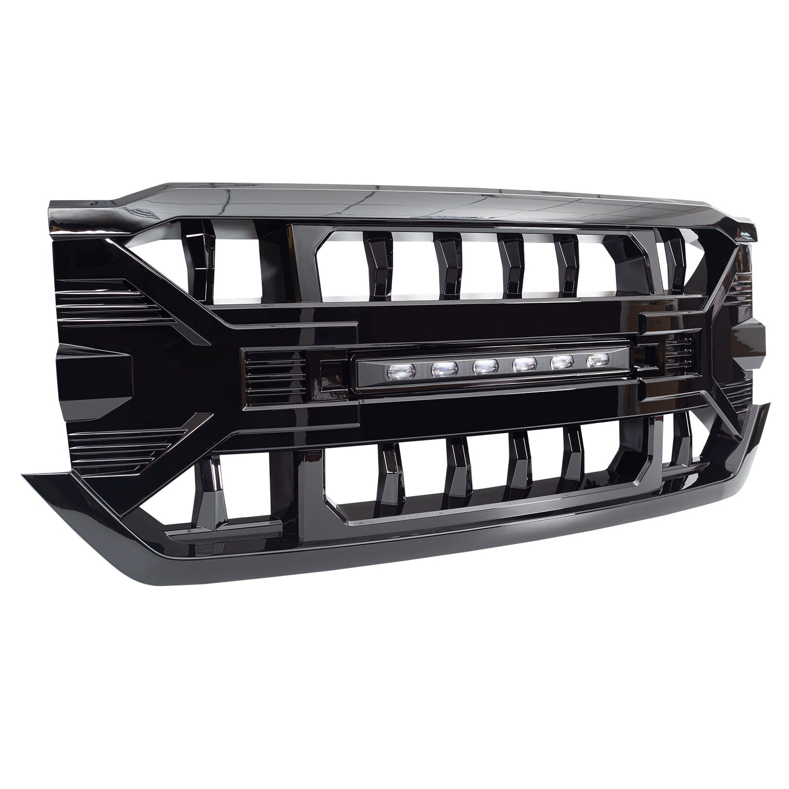 Armor Grille W/Off-Road Lights - Glossy Black for 16-19 Silverado 1500| Amoffroad