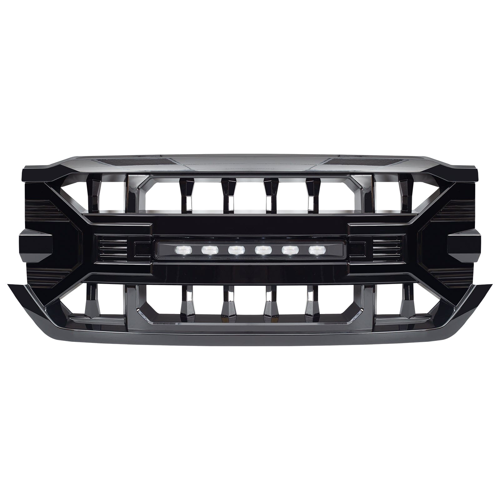 Armor Grille W/Off-Road Lights - Glossy Black for 16-19 Silverado 1500| Amoffroad