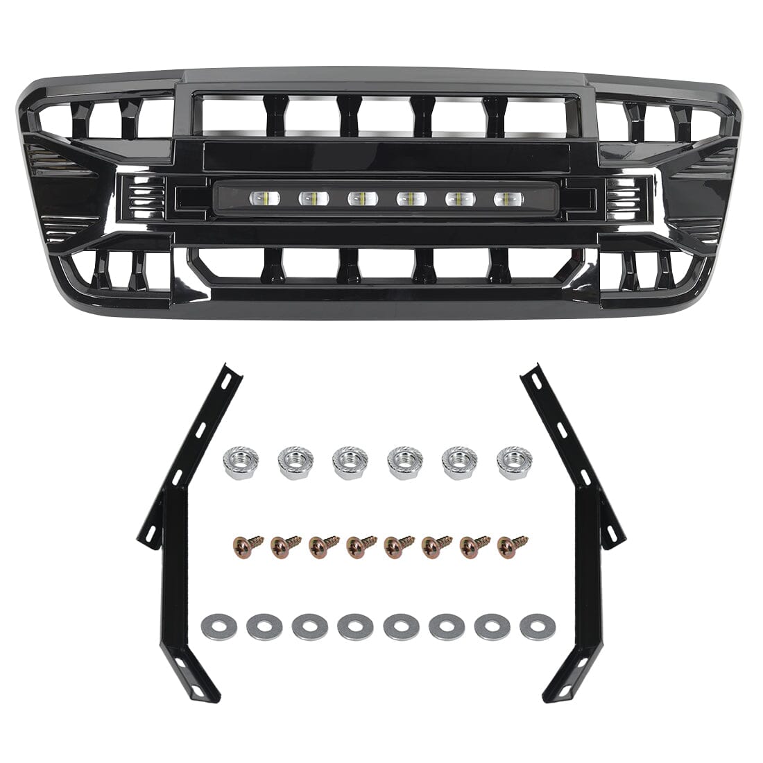 Armor Grille W/Off-Road Lights-Glossy Black For 2004-2008 Ford F150|Amoffroad