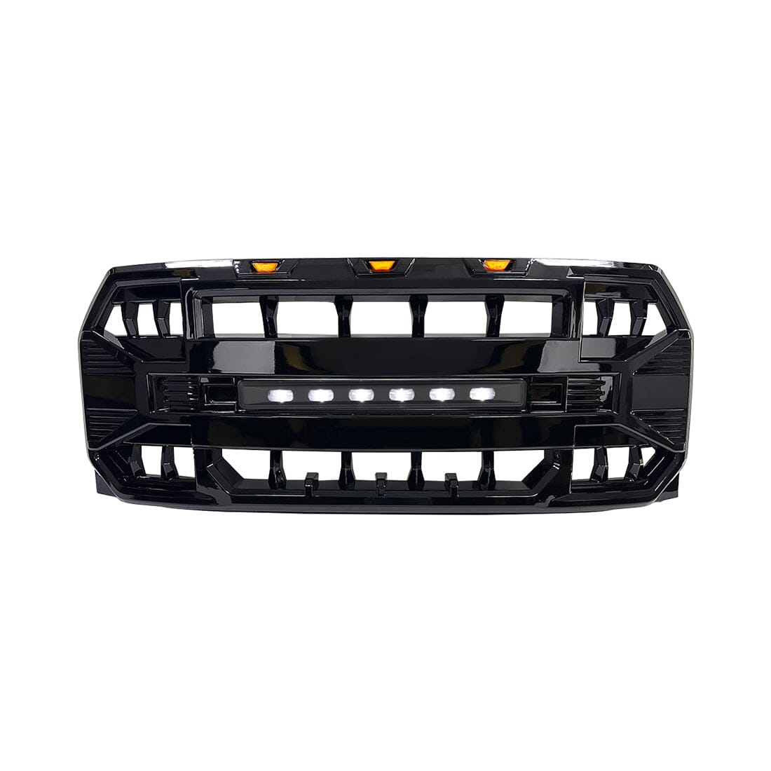 Armor Grille W/Off-Road Lights- Glossy Black For 2015-2017 Ford F150| Amoffroad