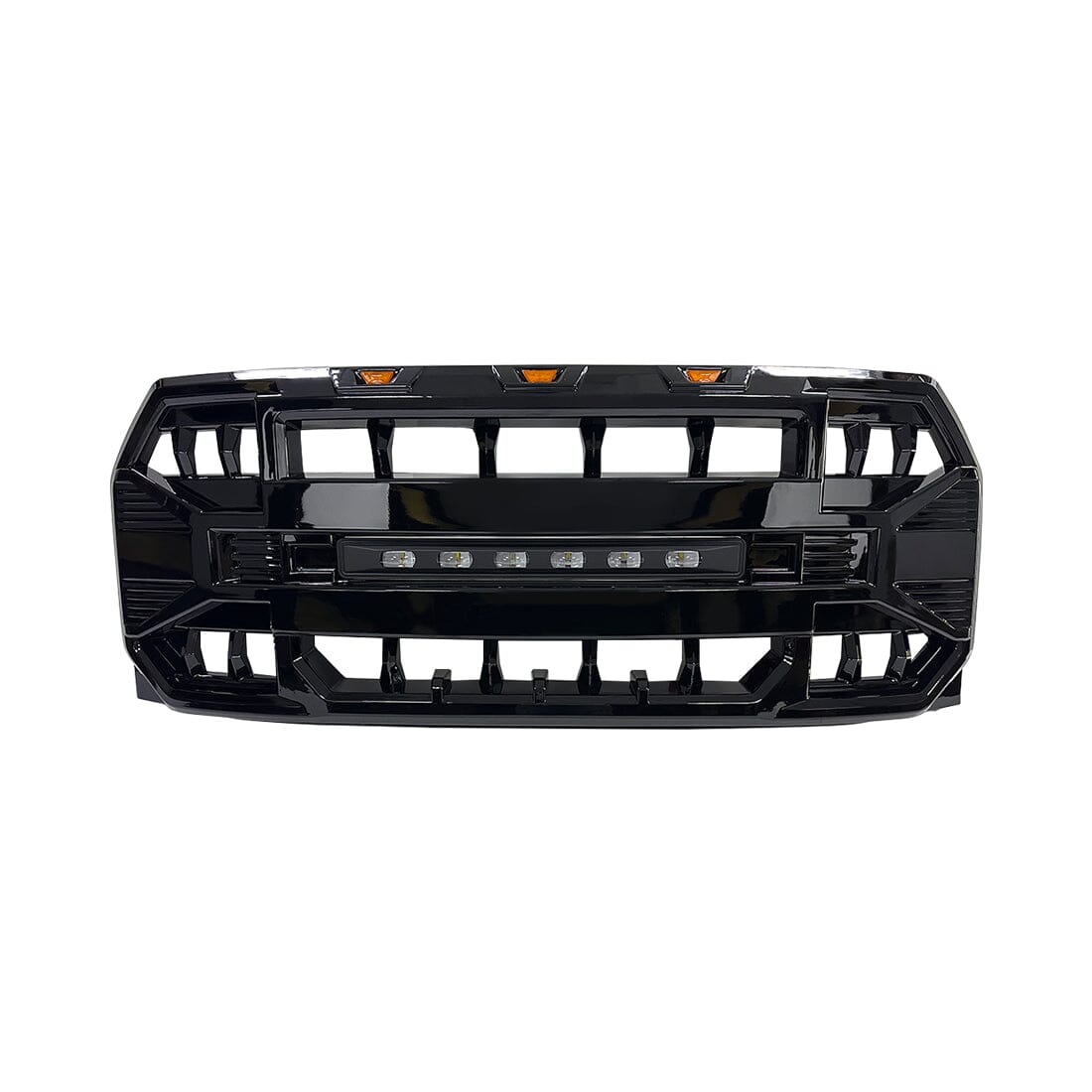 Armor Grille W/Off-Road Lights- Glossy Black For 2015-2017 Ford F150| Amoffroad