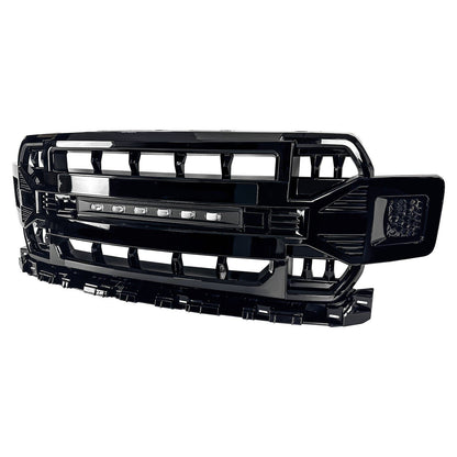 Armor Grille W/Off-Road Lights -Glossy Black For 2018-2020 Ford F150| Amoffroad