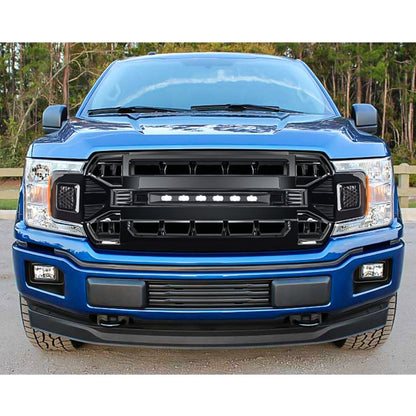 Armor Grille W/Off-Road Lights -Glossy Black For 2018-2020 Ford F150| Amoffroad