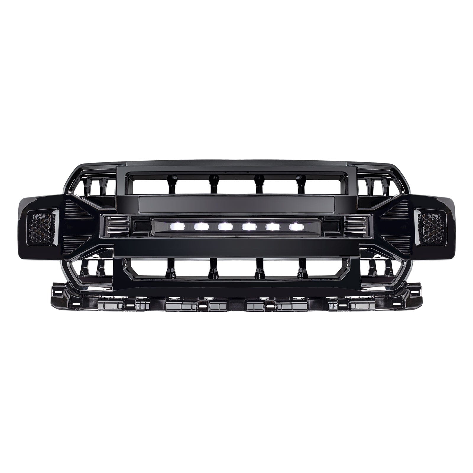 Armor Grille W/Off-Road Lights -Glossy Black For 2018-2020 Ford F150| Amoffroad