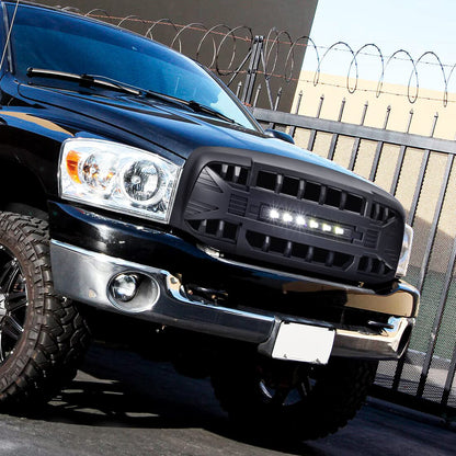 Armor Grille W/Off-Road Lights-Matte Black For 2006-2008 Dodge Ram 1500|Amoffroad