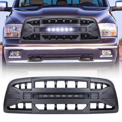 Armor Grille W/Off-Road Lights-Matte Black For 2009-2012 Dodge Ram 1500| Amoffroad