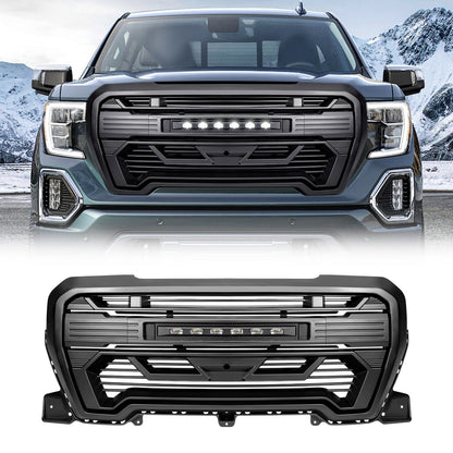 Armor Grille W/Off-Road Lights - Matte Black For 2019-2021 GMC Sierra 1500 | Amoffroad