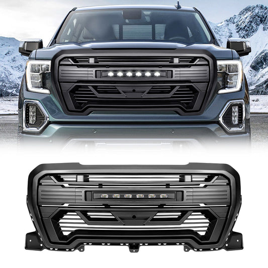 Armor Grille W/Off-Road Lights - Matte Black For 2019-2021 GMC Sierra 1500 | Amoffroad