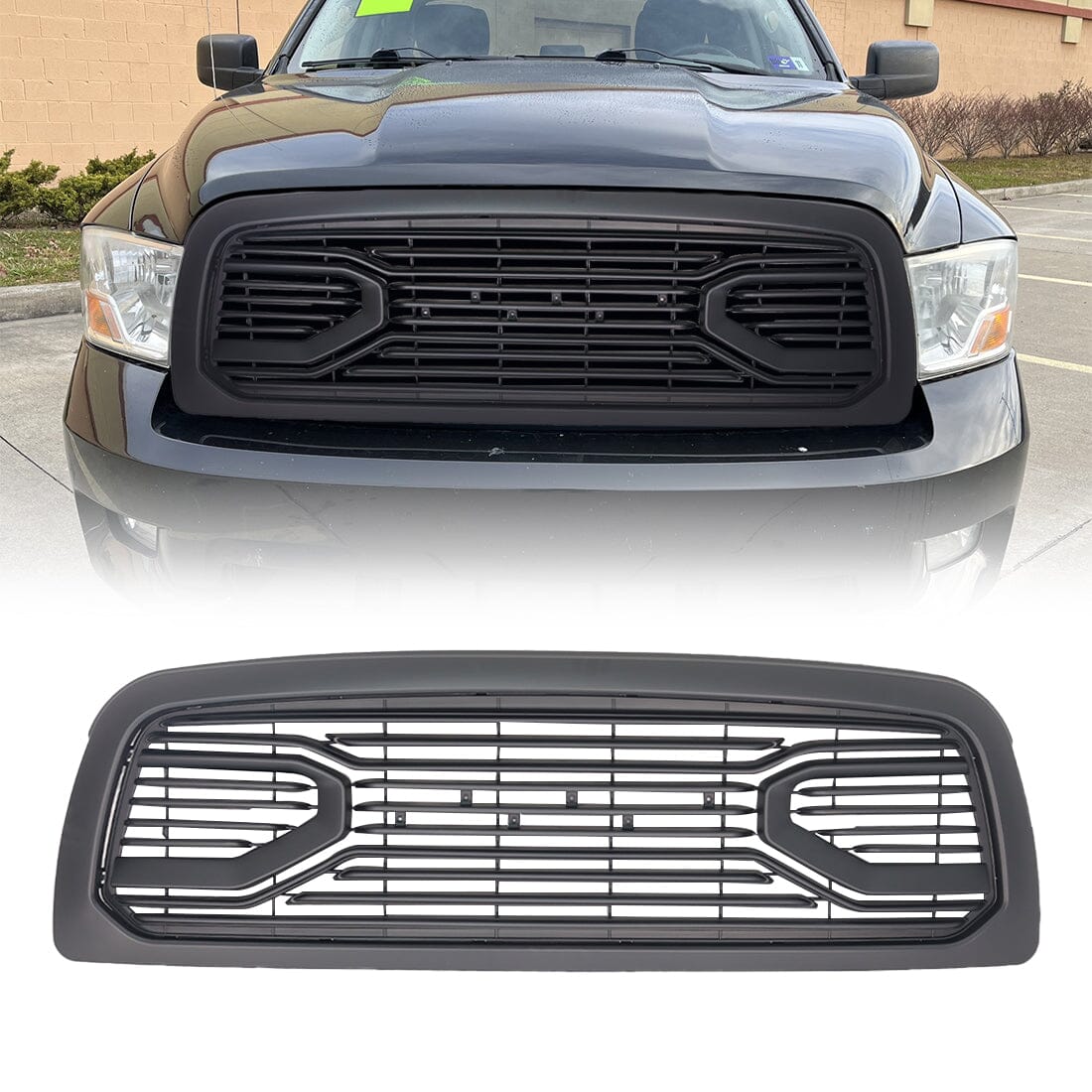 Big Horn Style Front GrilleMatte Black For 20092013 Dodge Ram 1500 AM OffRoad