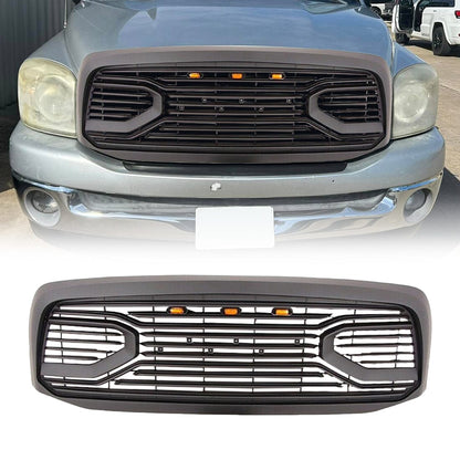 Big Horn Style Front Grille W/Amber-Matte Black For 2006-2008 Dodge Ram 1500|Amoffroad