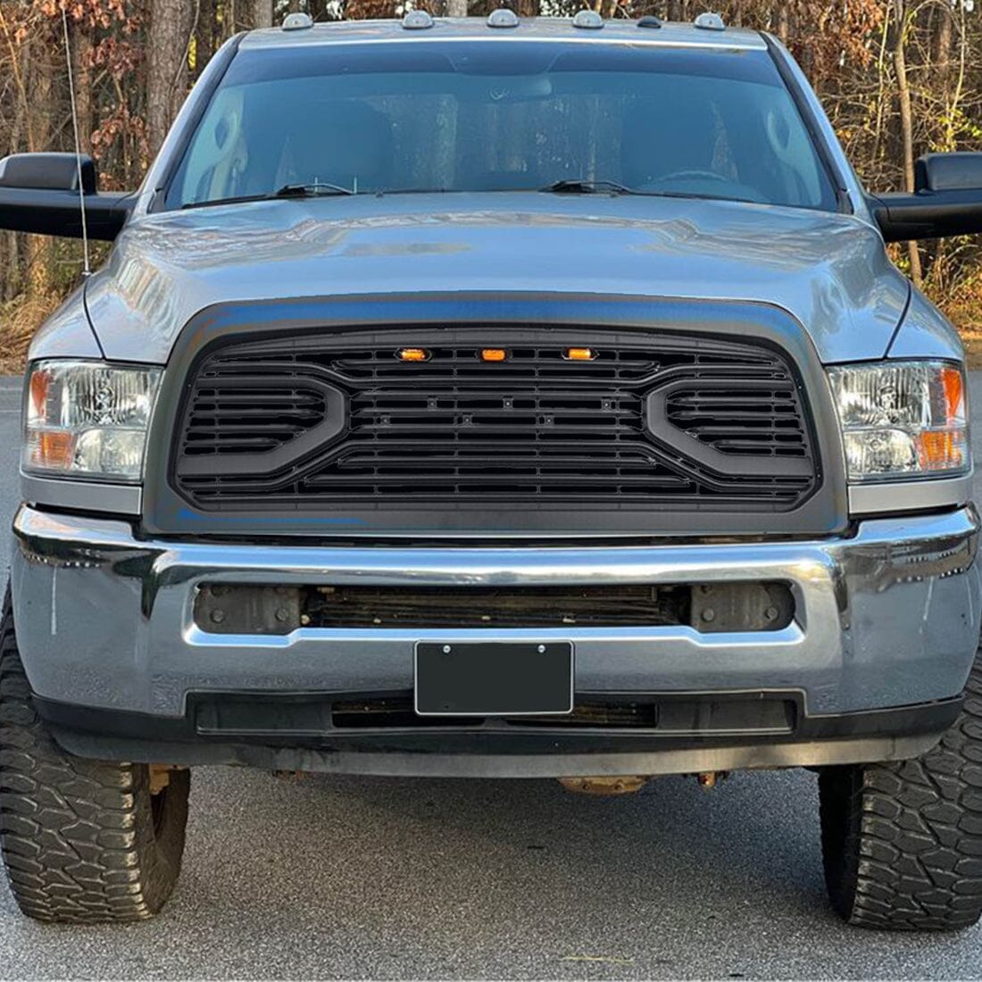 Big Horn Style Front Grille W/Amber-Matte Black for 2010-2019 Dodge Ram 2500| Amoffroad