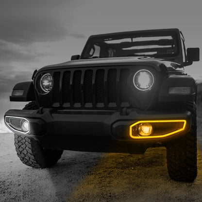 Bumper Cover DRL Lights w/ Turn Signal For 18+ Jeep Wrangler JL & Gladiator JT | Amoffroad