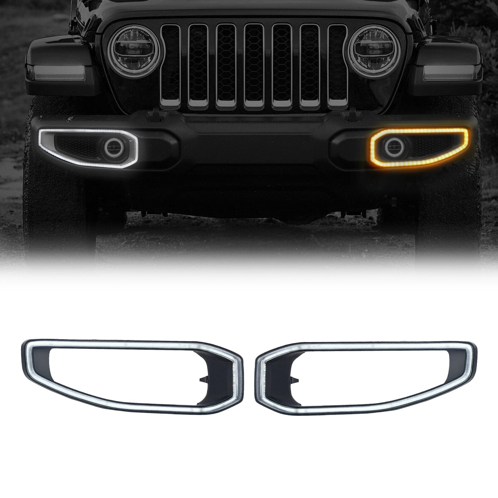 Bumper Cover DRL Lights w/ Turn Signal For 18+ Jeep Wrangler JL & Gladiator JT | Amoffroad