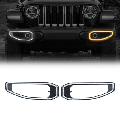 Bumper Cover DRL Lights w/ Turn Signal For 18+ Jeep Wrangler JL & Gladiator JT | Amoffroad