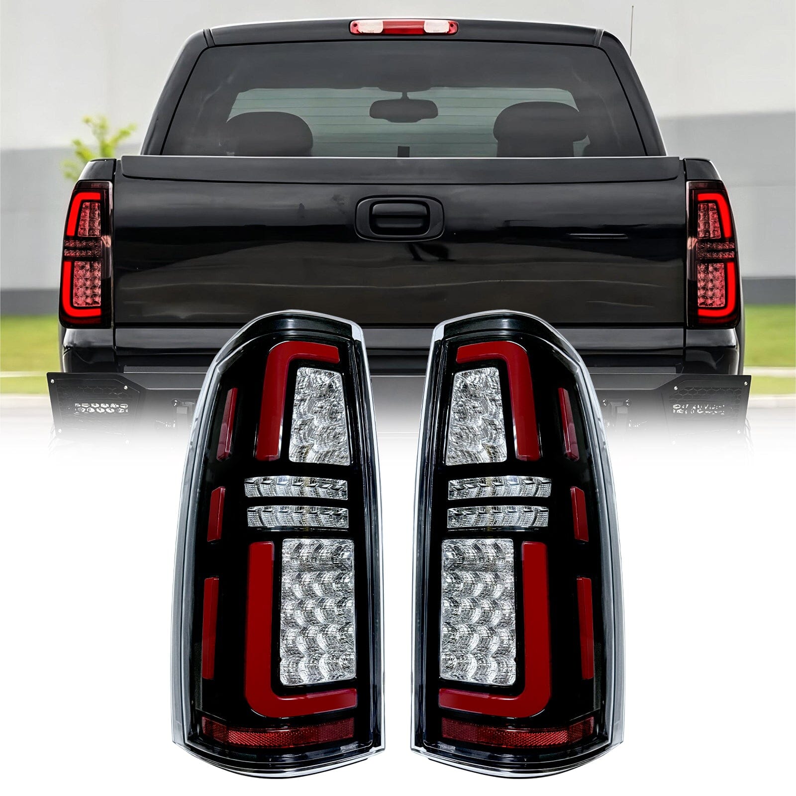 Chrome LED Tail Lights-Clear Lens for 99-06 Chevy Silverado & 99- 02 GMC Sierra 1500 2500 3500(DOT Approved) | Amoffroad