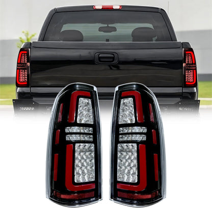 Chrome LED Tail Lights-Clear Lens for 99-06 Chevy Silverado & 99- 02 GMC Sierra 1500 2500 3500(DOT Approved) | Amoffroad