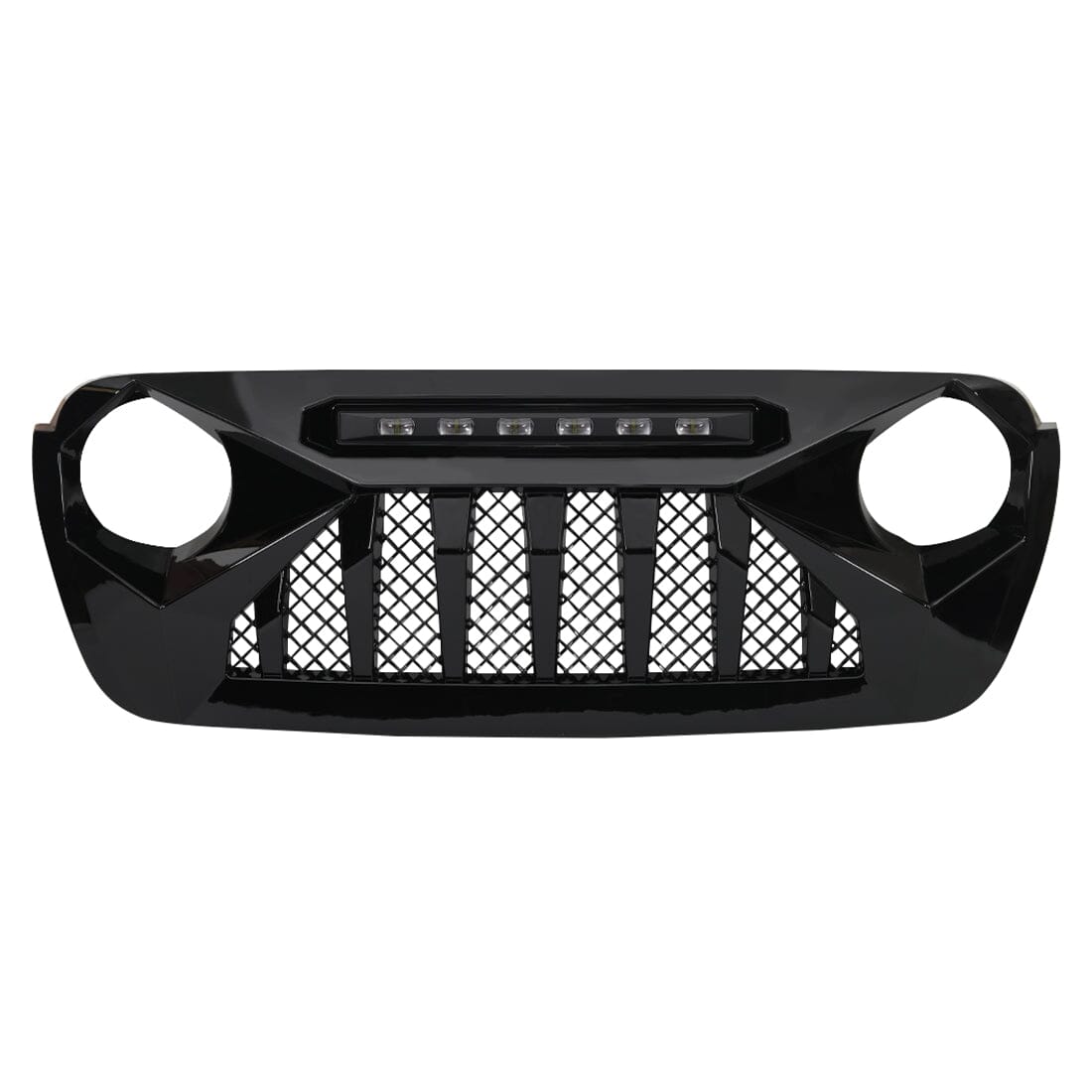 Demon Grille W/ Led Off-Road Lights-Glossy Black For 18-23 Jeep Wrangler Jl & Gladiator Jt W/O Trailcam |Amoffroad