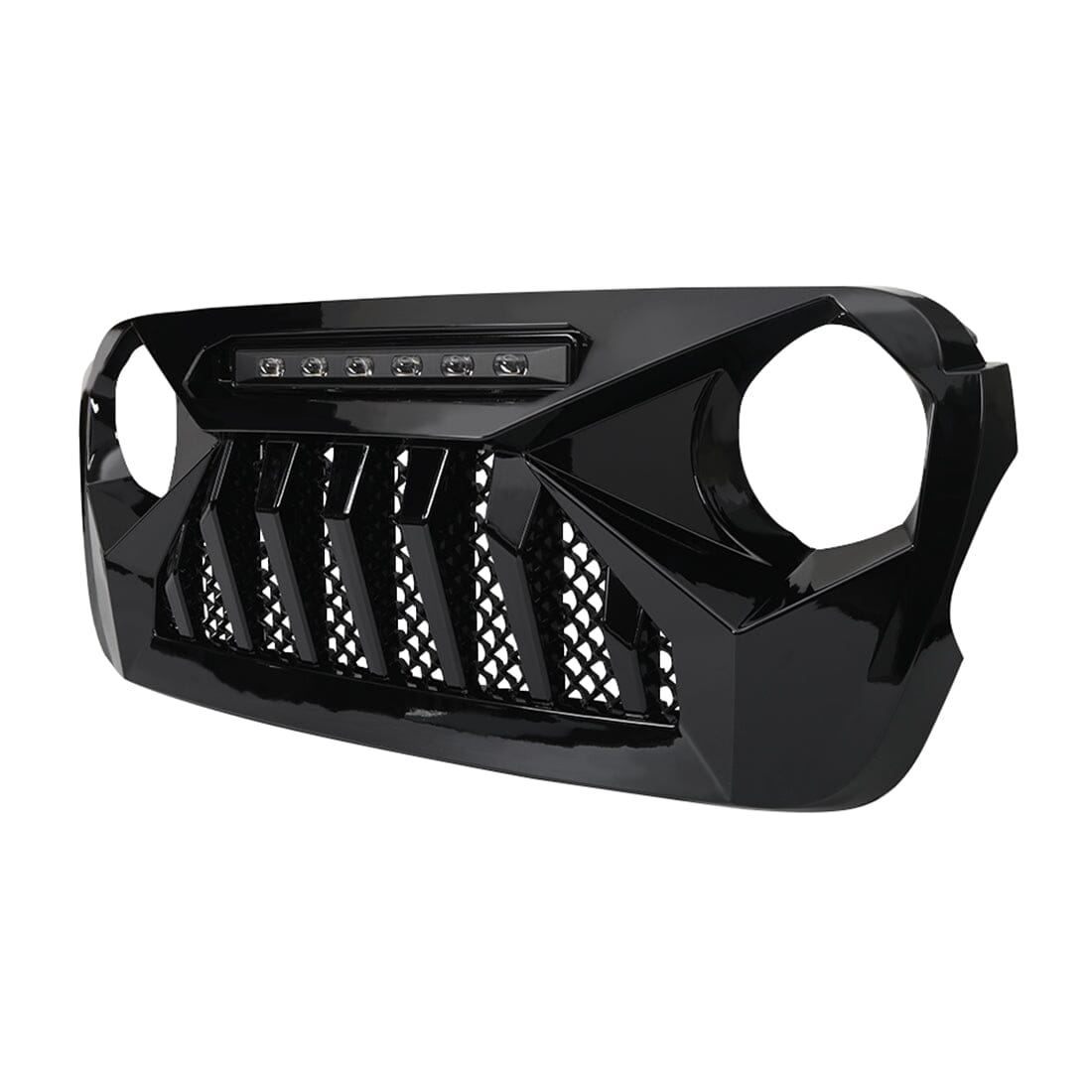 Demon Grille W/ Led Off-Road Lights-Glossy Black For 18-23 Jeep Wrangler Jl & Gladiator Jt W/O Trailcam |Amoffroad