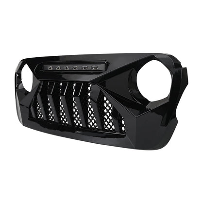 Demon Grille W/ Led Off-Road Lights-Glossy Black For 18-23 Jeep Wrangler Jl & Gladiator Jt W/O Trailcam |Amoffroad