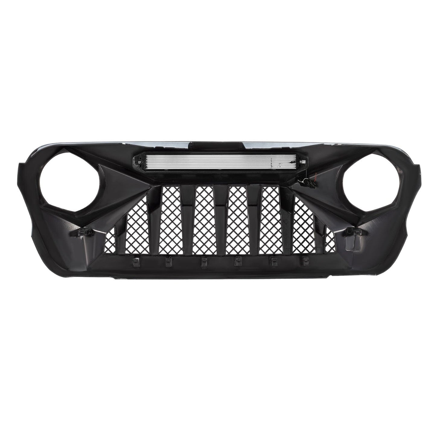 Demon Grille W/ Led Off-Road Lights - Red & White & Black For 18+ Jeep Wrangler JL & Gladiator JT W/O Trailcam | Amoffroad