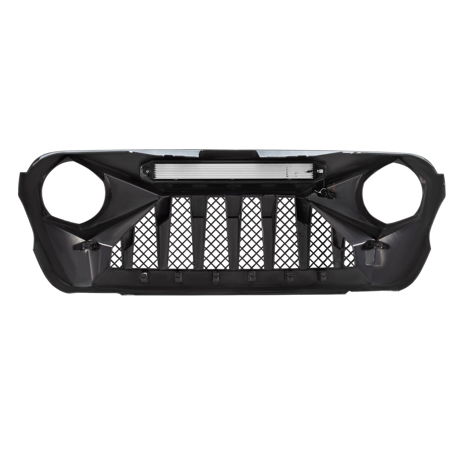 Demon Grille W/ Led Off-Road Lights - Red & White & Black For 18+ Jeep Wrangler JL & Gladiator JT W/O Trailcam | Amoffroad