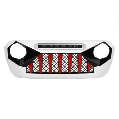 Demon Grille W/ Led Off-Road Lights - Red & White & Black For 18+ Jeep Wrangler JL & Gladiator JT W/O Trailcam | Amoffroad