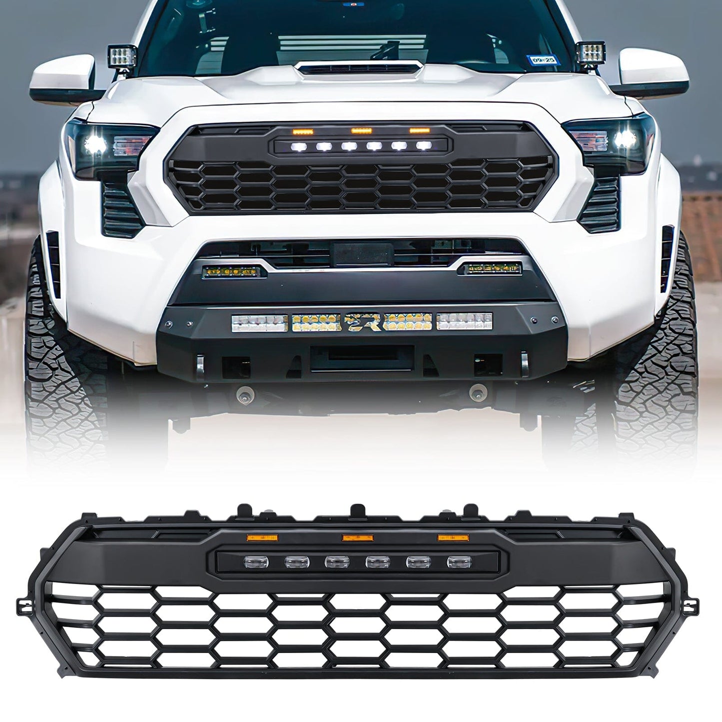 Front Grille W/ Off-Road Lights - Matte Black For 2024+ Toyota Tacoma | AM Off-Road