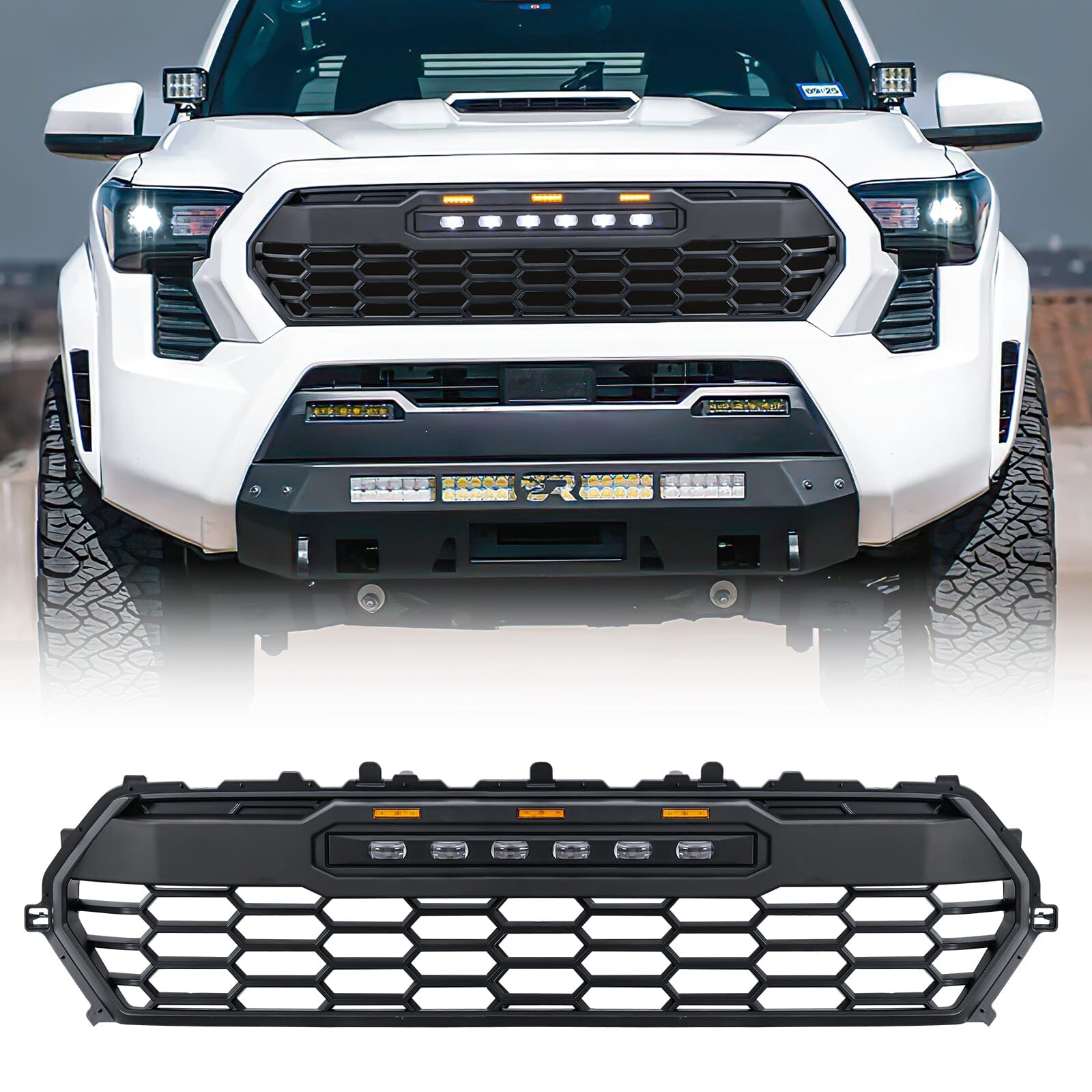Front Grille W/ Off-Road Lights - Matte Black For 2024+ Toyota Tacoma | AM Off-Road