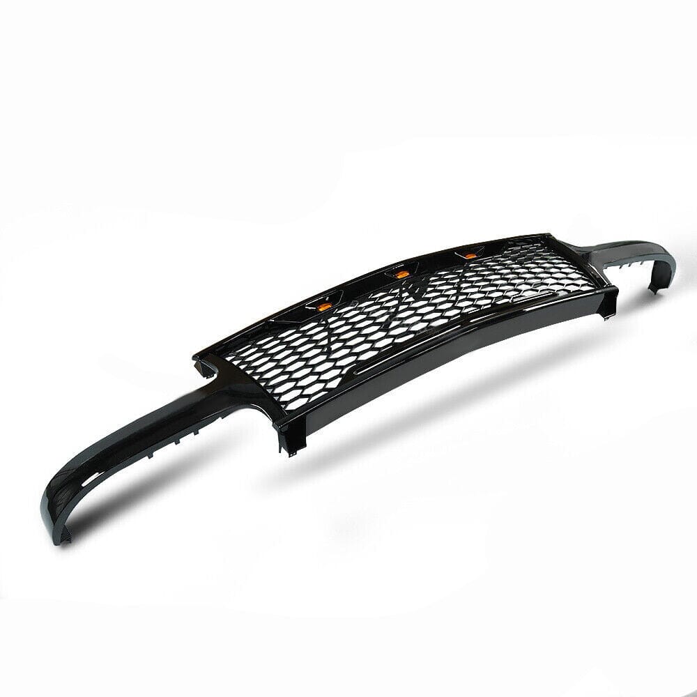 Front Grille W/Amber Lights- Glossy Black For 99-02 Chevy Silverado