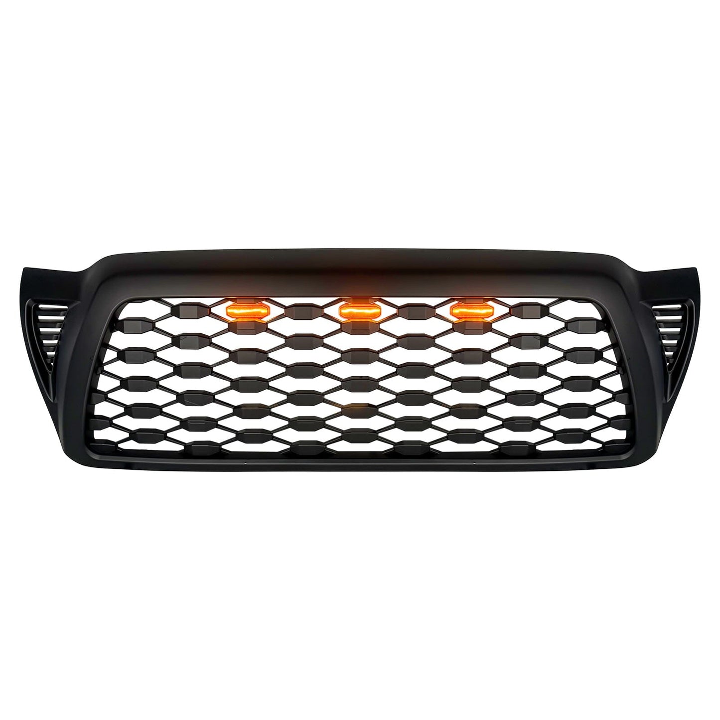 Front Mesh Grille W/ Amber Lights - Matte Black For 2005-2011 Toyota Tacoma | Amoffroad