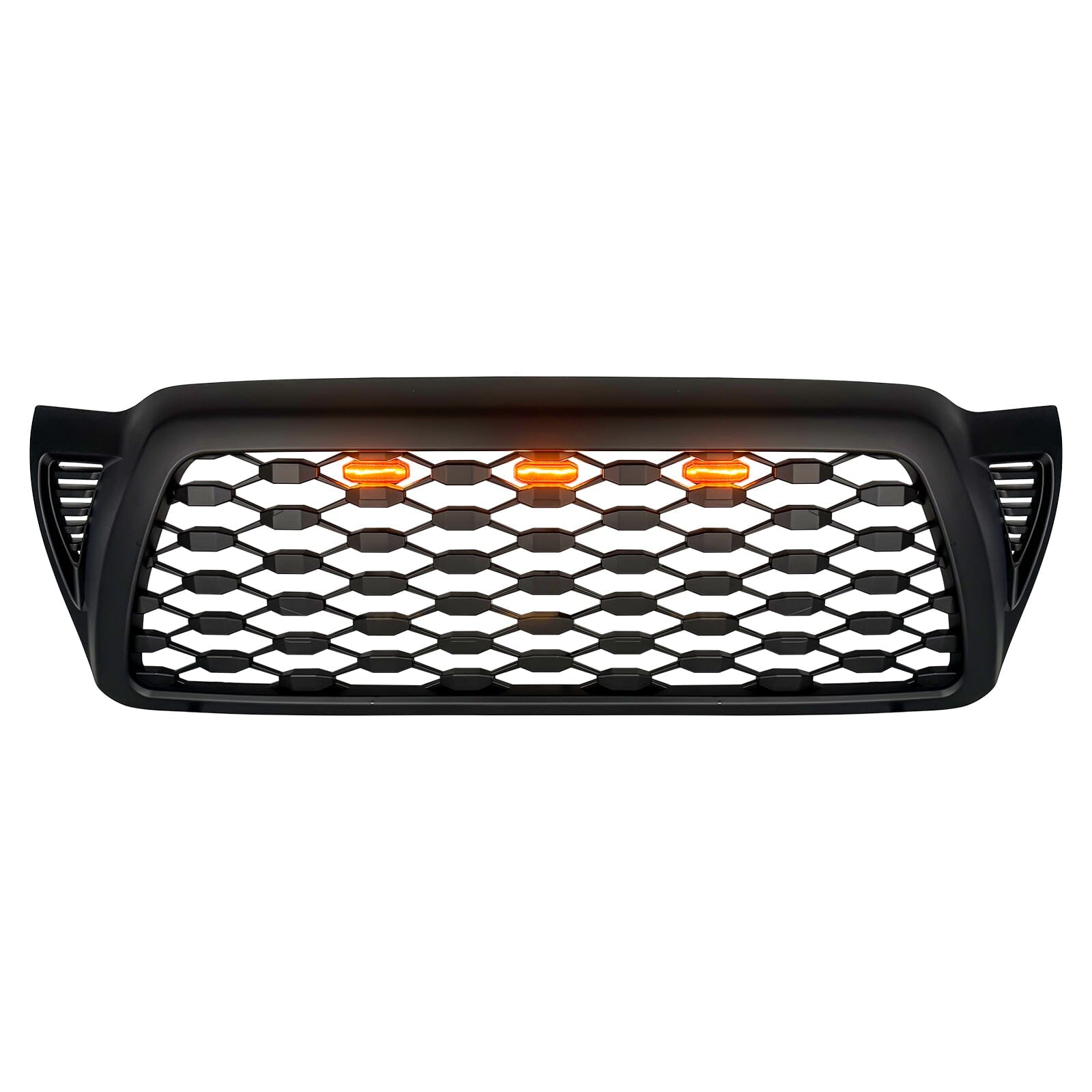 Front Mesh Grille W/ Amber Lights - Matte Black For 2005-2011 Toyota Tacoma | Amoffroad